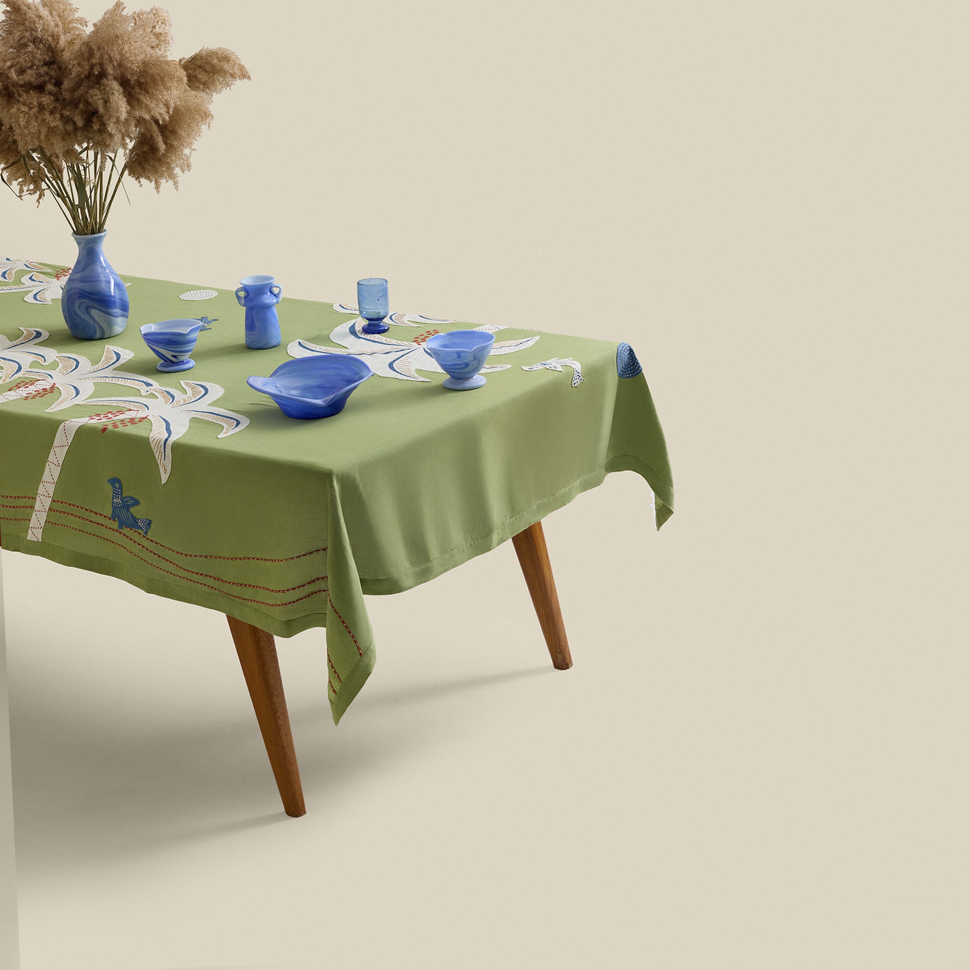Oasis Patchwork Linen Tablecloth