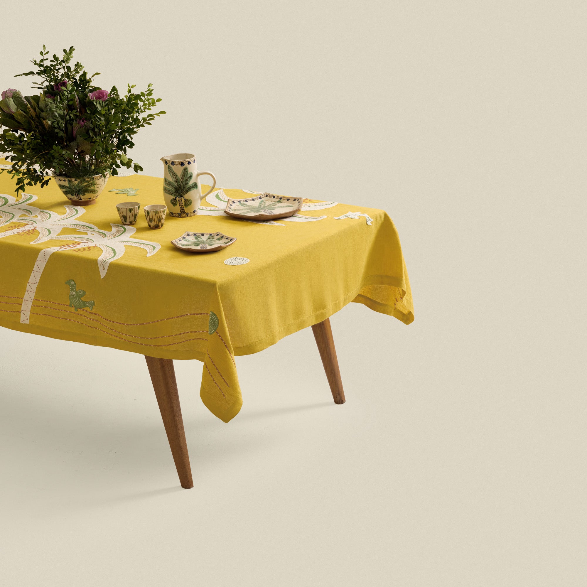 Oasis Patchwork Linen Tablecloth