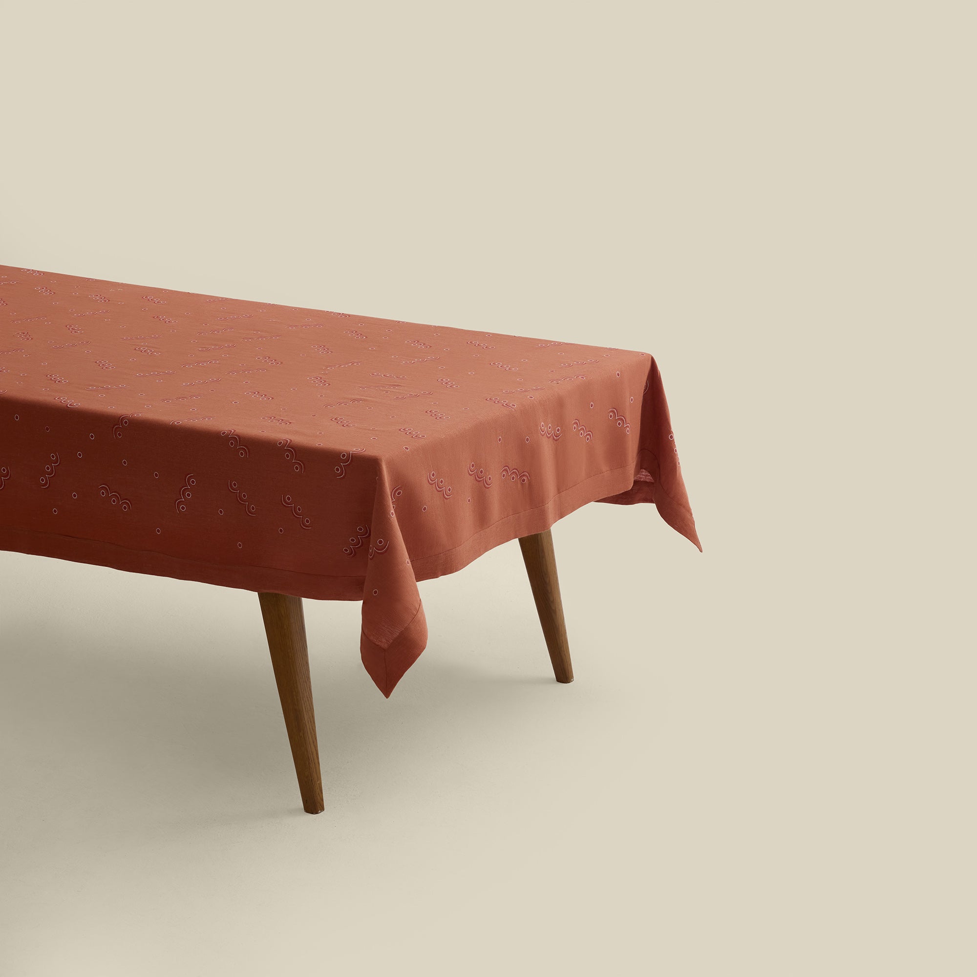 Carousel Hand-Printed Linen Tablecloth