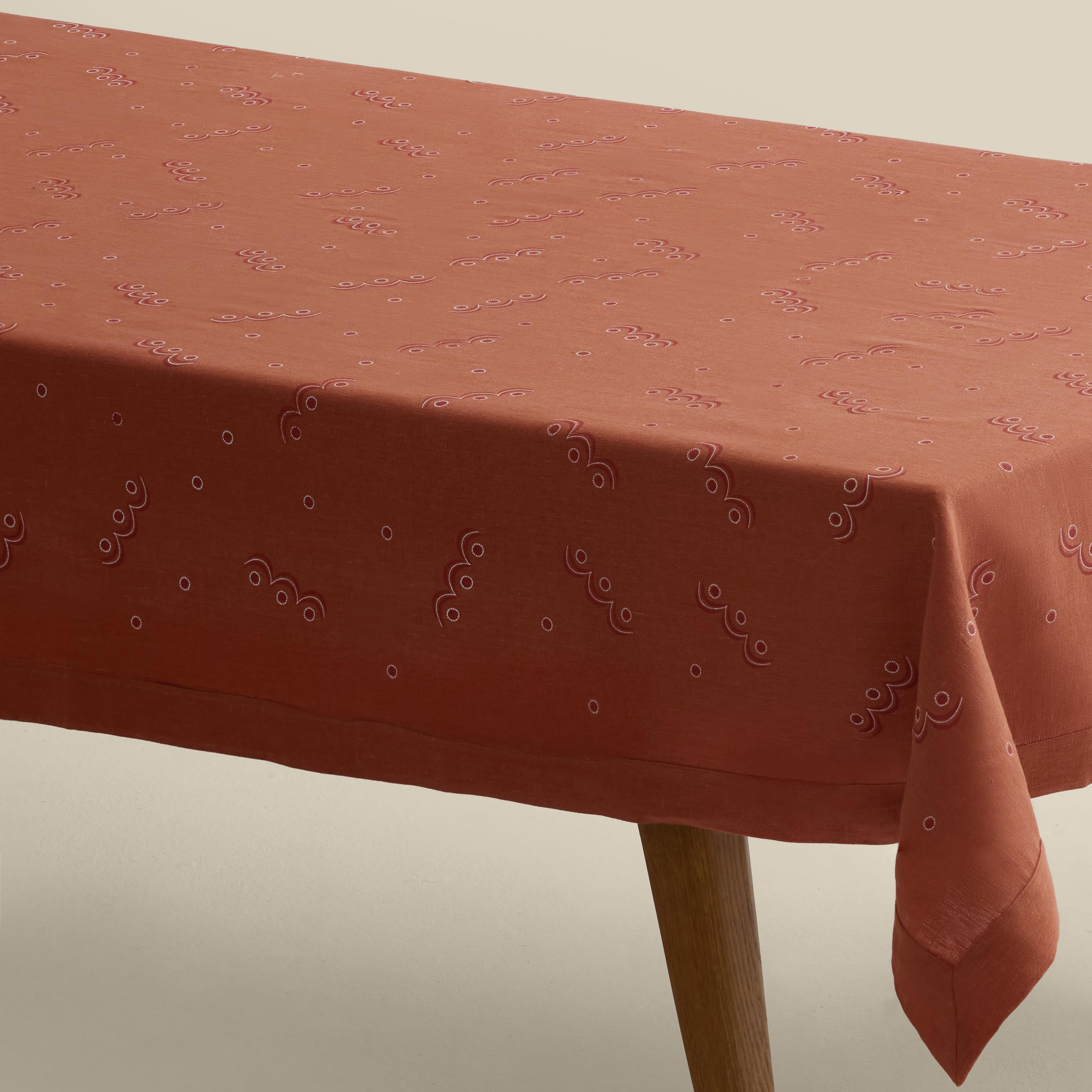 Carousel Hand-Printed Linen Tablecloth