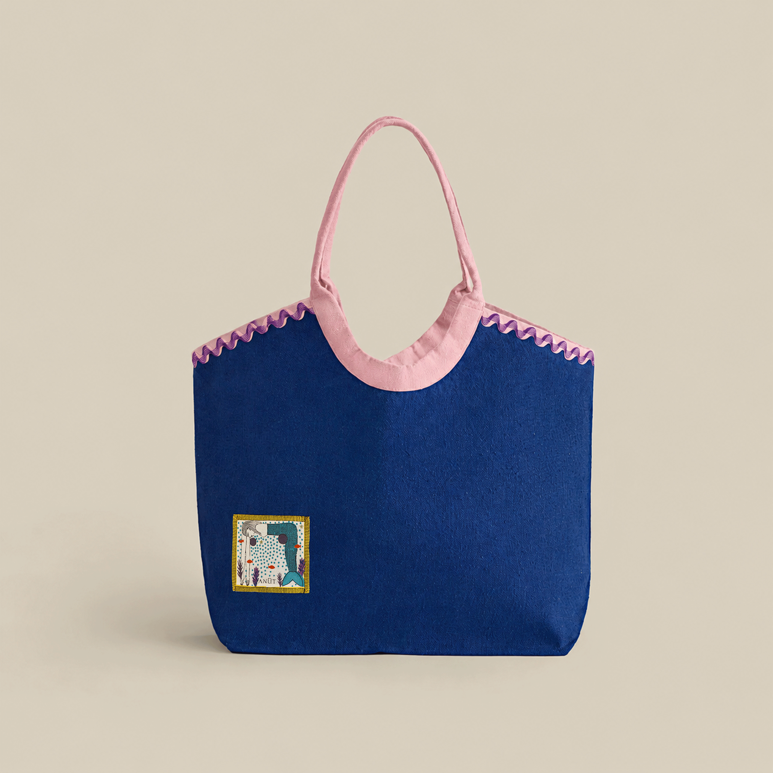 Swirl Cotton Canvas Beach Bag