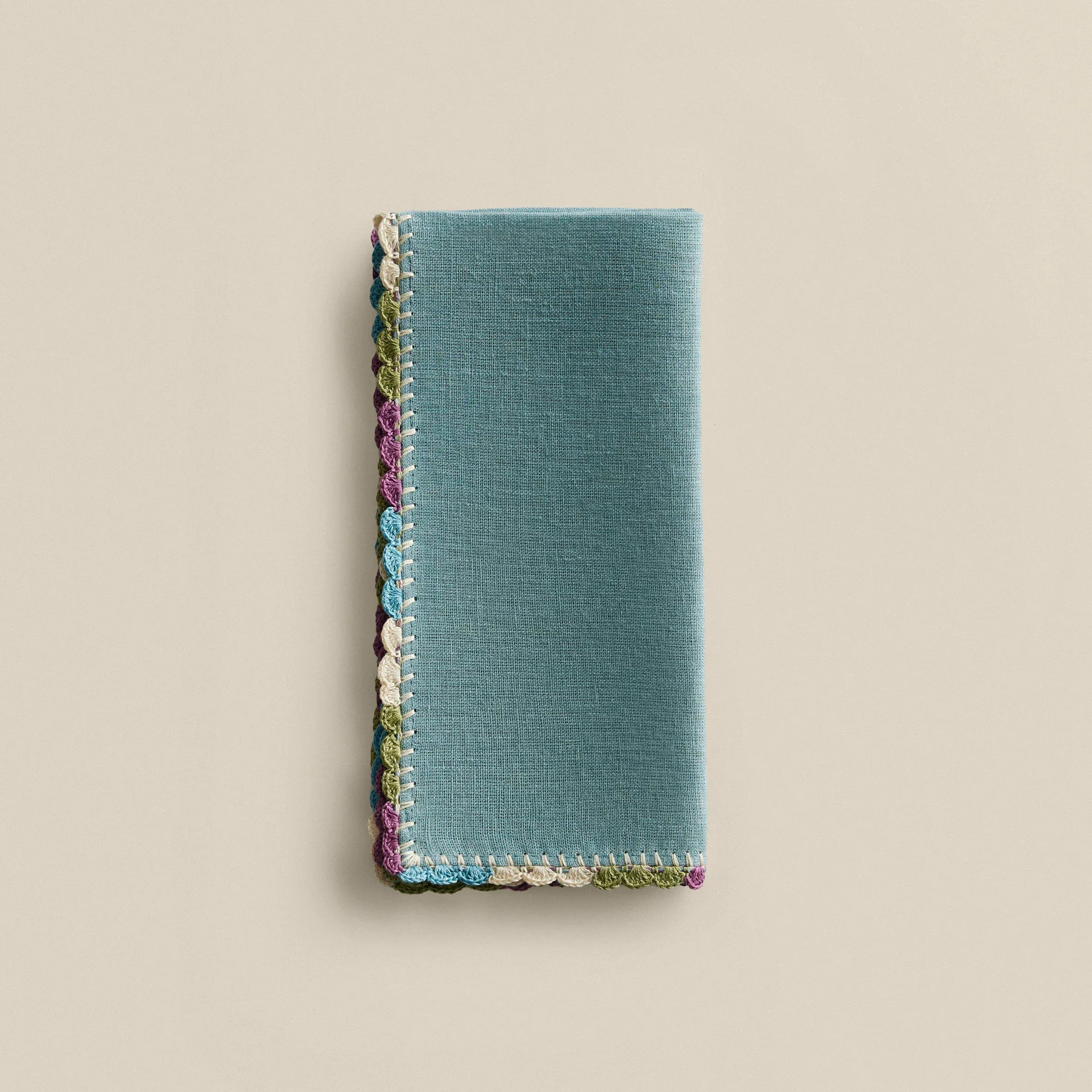 Luxor Crochet-Trimmed Linen Napkin (Set of 2)