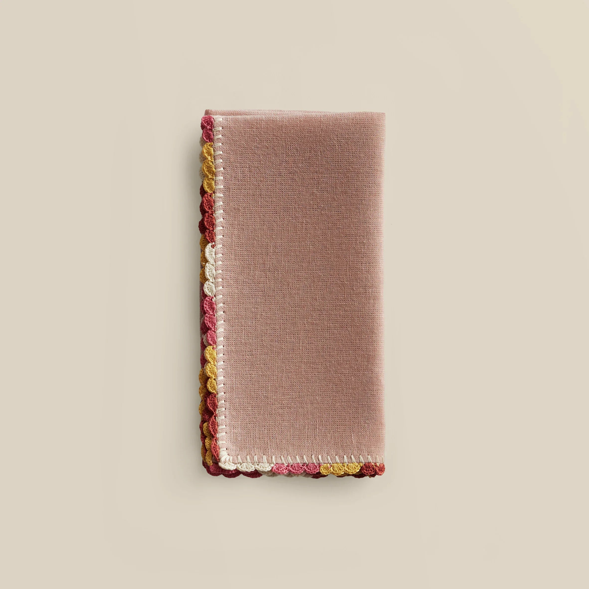 Luxor Crochet-Trimmed Linen Napkin (Set of 2)
