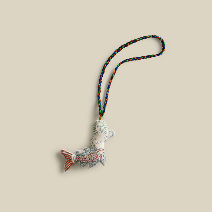 Mermaid Hand-Embroidered Linen Charm