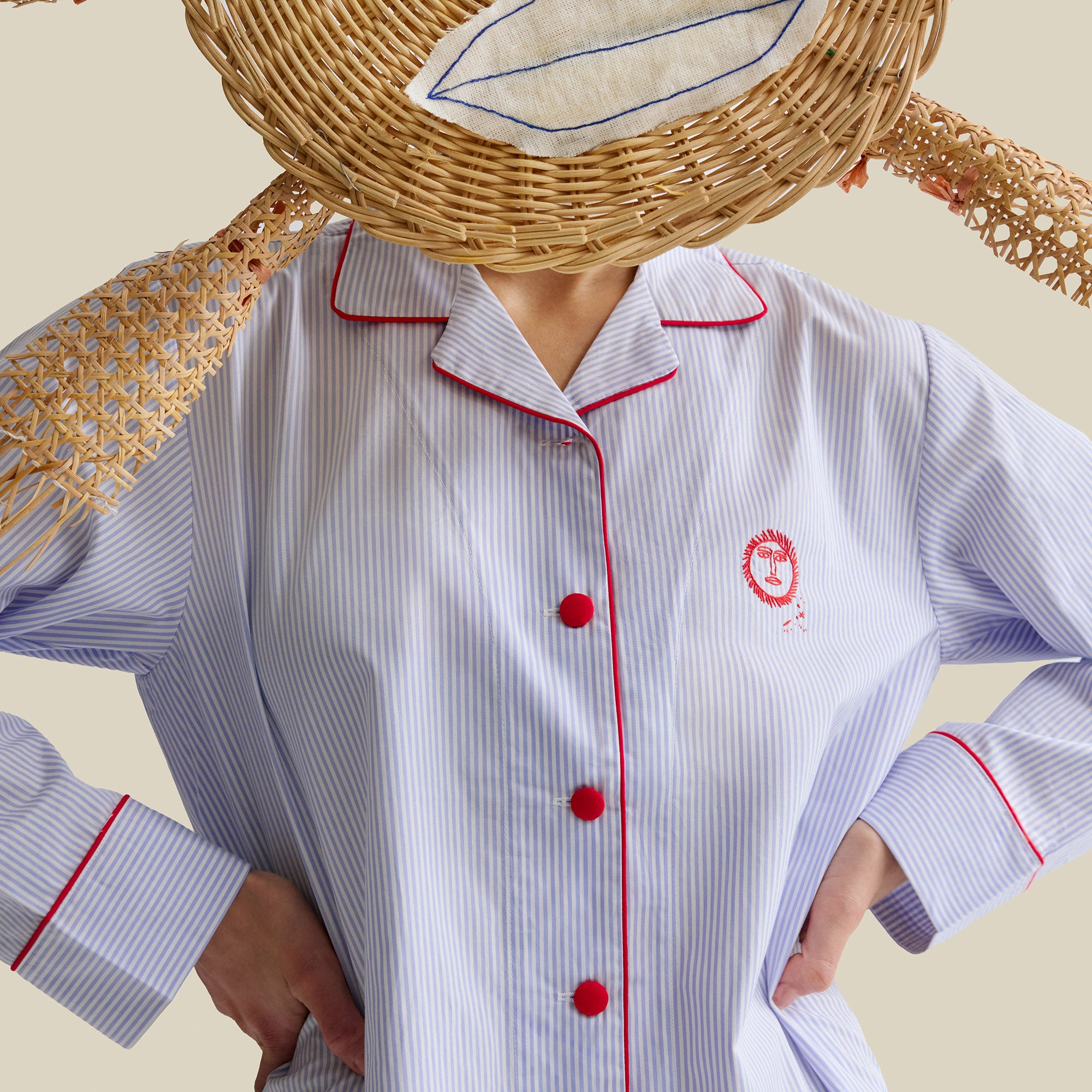 Mr Ra Hand-Embroidered Cotton Pyjama