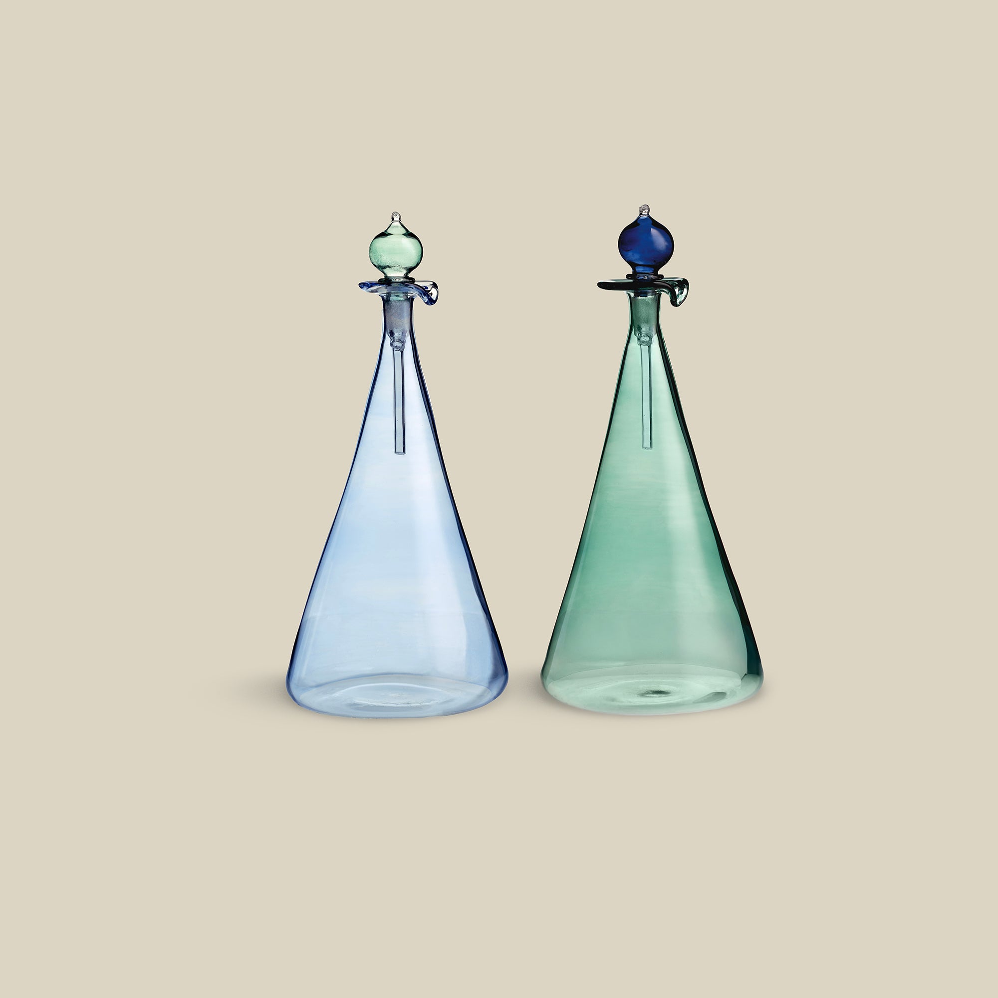 Couple Vinegar & Oil Hand-Blown Glass Flask
