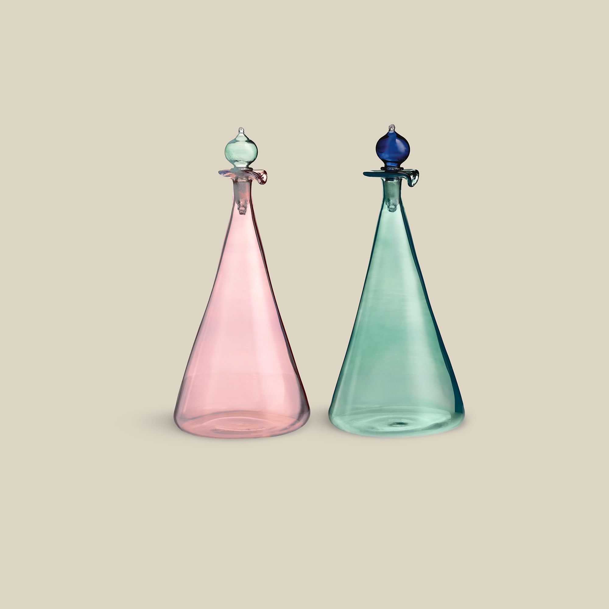 Couple Vinegar & Oil Hand-Blown Glass Flask